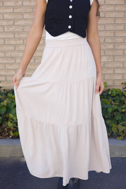 THE LEIGH MAXI SKIRT IN NATURAL