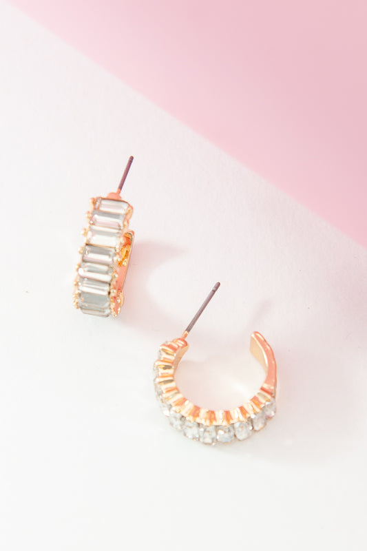 THE BAGUETTE STONE HOOP SMALL EARRINGS