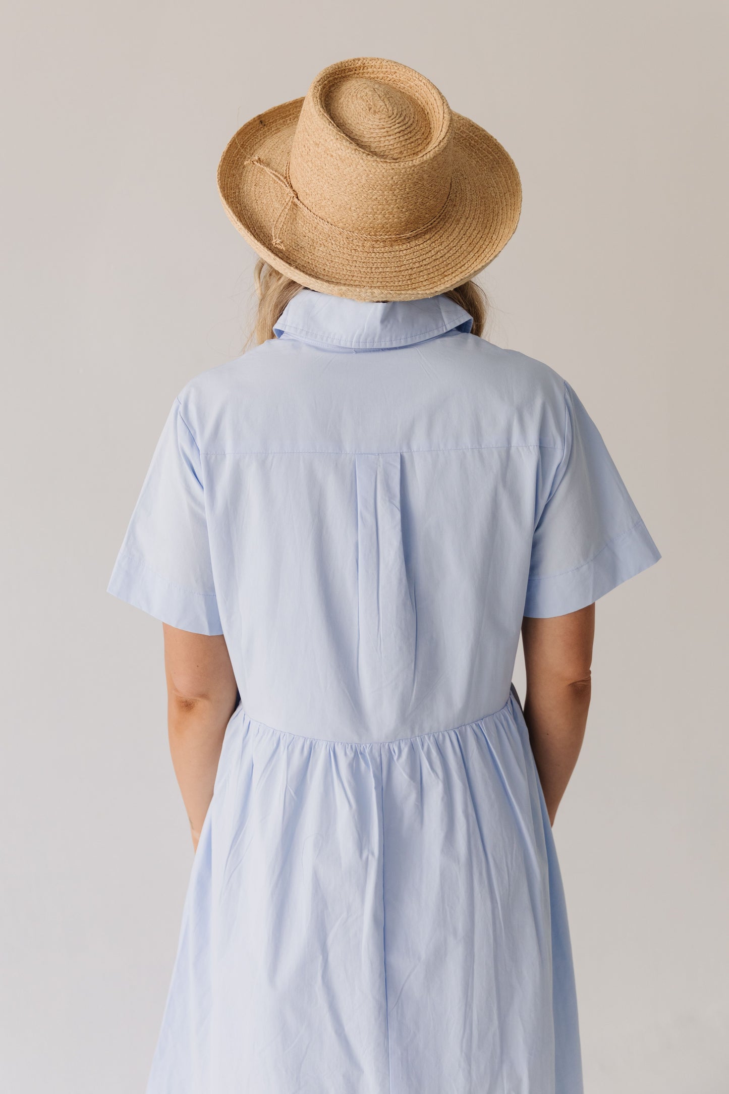 THE AVERY MIDI SHIRT DRESS IN BLUE