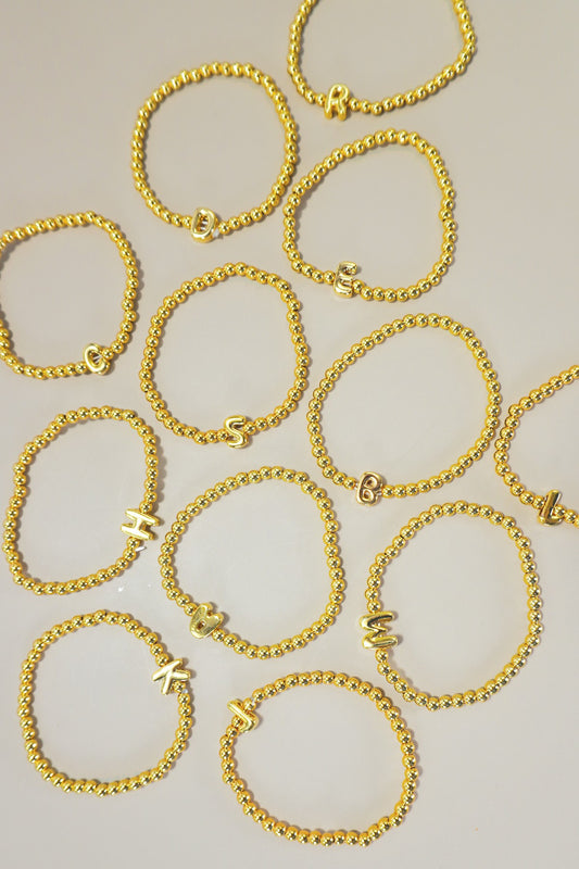 THE INITIAL MONOGRAM BUBBLE BEAD BRACELET IN GOLD