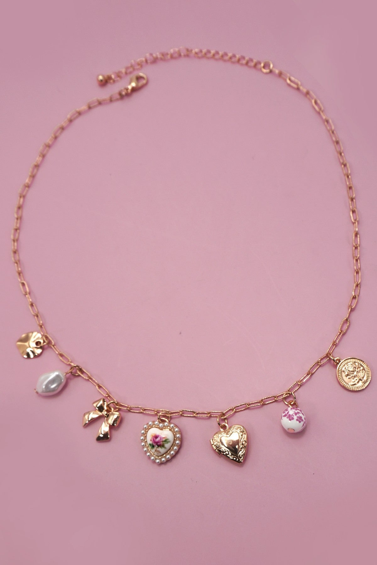 THE TEA PARTY PORCELAIN CHARM NECKLACE IN GOLD