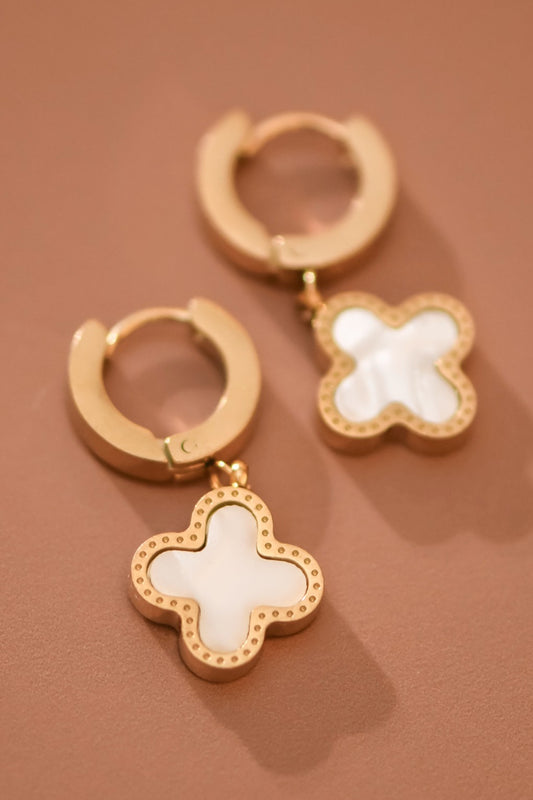 THE LUCKY CLOVER HUGGIE EARRINGS