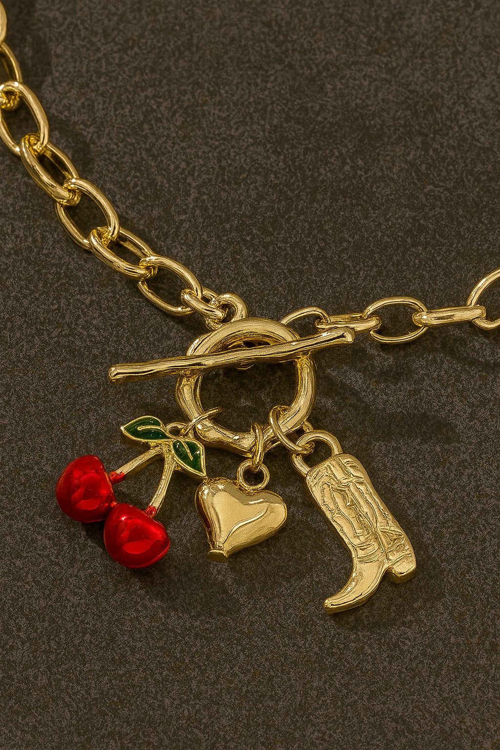 THE CHERRY CRUSH CHARM NECKLACE IN GOLD