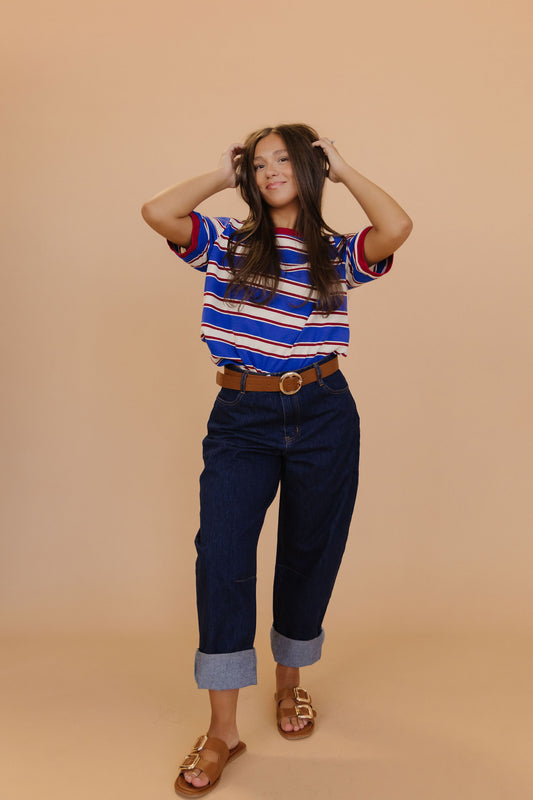 THE HUNTER STRIPED TEE IN BLUE