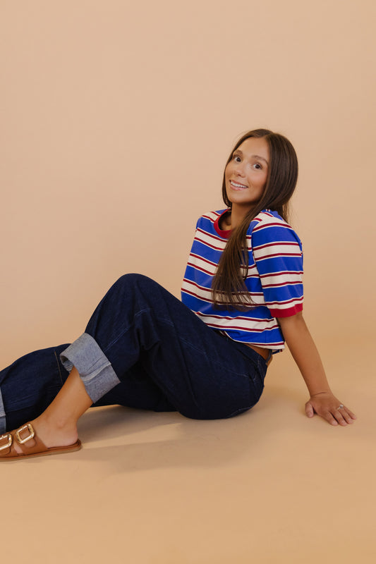 THE LYRA ROLL UP BARREL JEANS IN DARK DENIM