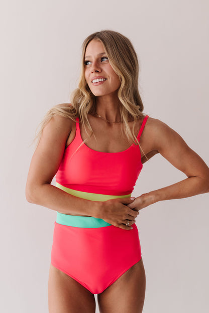 MIAMI TWO PIECE IN NEON COLOR BLOCK BY PINK DESERT