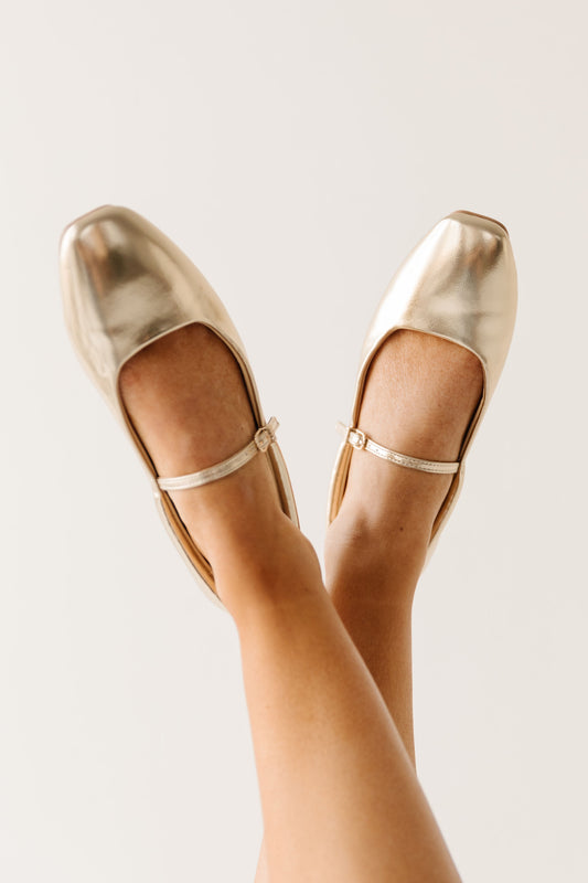THE BINDEE MARY JANE FLAT IN METALLIC GOLD