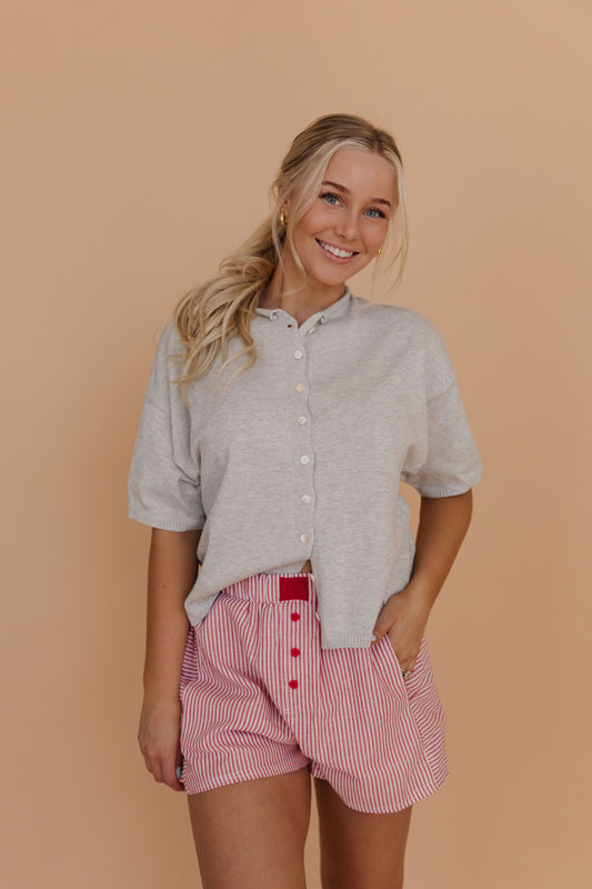 THE JORDAN KNIT CARDIGAN IN HEATHER