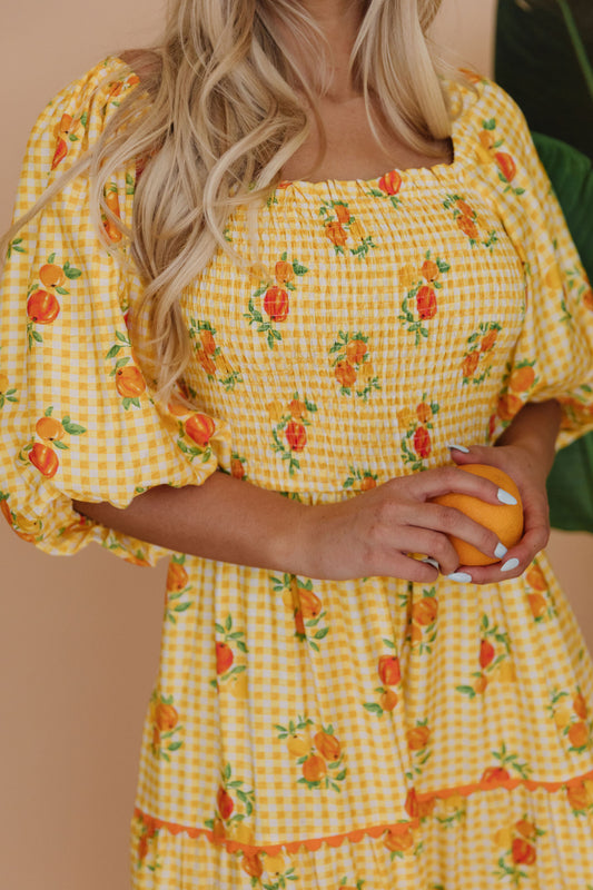 THE HARVEST PARTY MIDI DRESS IN ORANGE