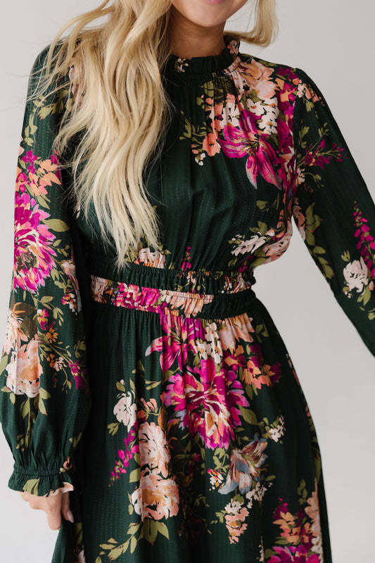 THE TAWNA FLORAL PRINT MAXI DRESS IN GREEN