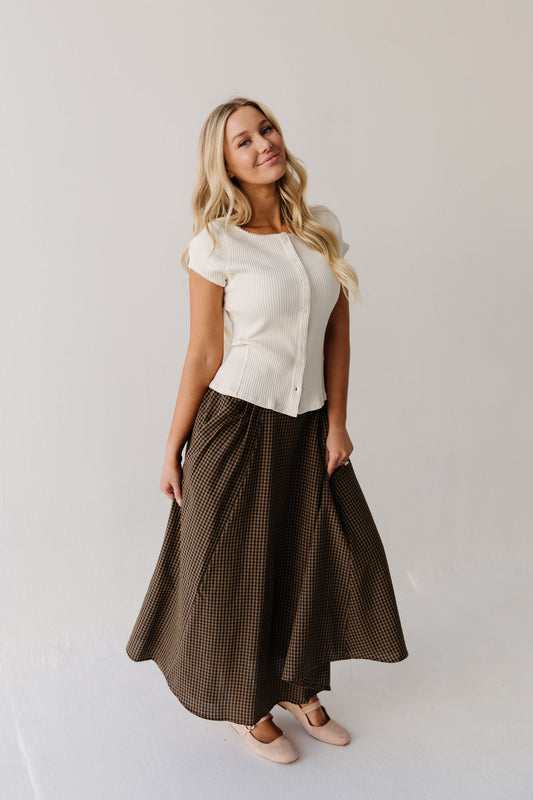 THE CHRISTINE GINGHAM MAXI SKIRT IN NAVY