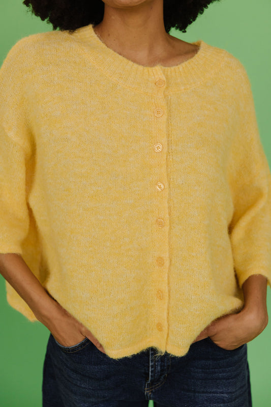 THE KATELYNN KNIT CARDIGAN IN YELLOW