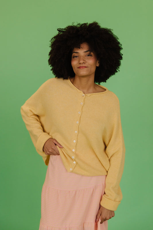 THE CAMPBELL CARDIGAN IN BUTTERCREAM YELLOW