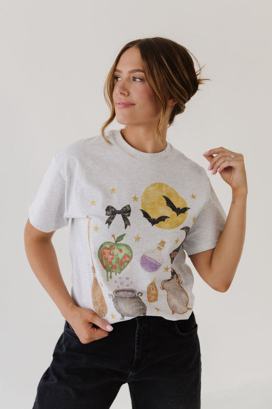 THE HALLOWEEN SPOOKY COLLAGE TEE GRAY