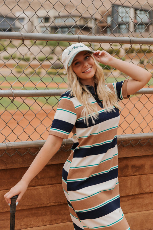 THE CADEE STRIPE MIDI DRESS IN MULTI COLOR