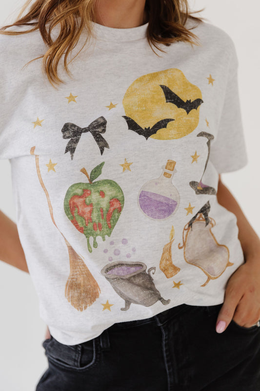 THE HALLOWEEN SPOOKY COLLAGE TEE GRAY