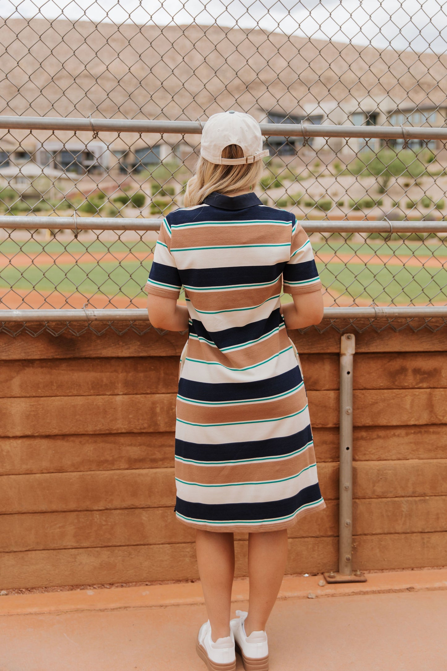 THE CADEE STRIPE MIDI DRESS IN MULTI COLOR