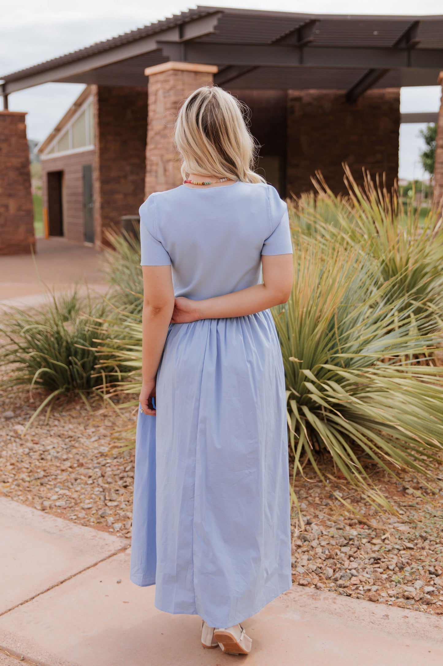 THE FAYE SOLID MAXI DRESS IN POWDER BLUE