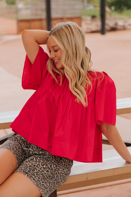THE PADGETT PLEATED TOP IN PINK