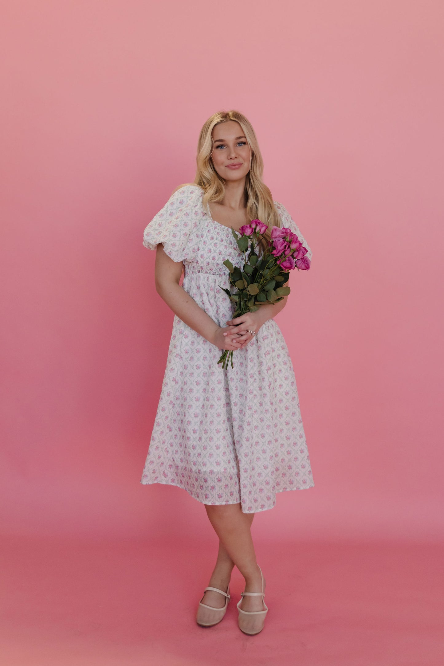 THE SHERIANN FLORAL DRESS IN PINK