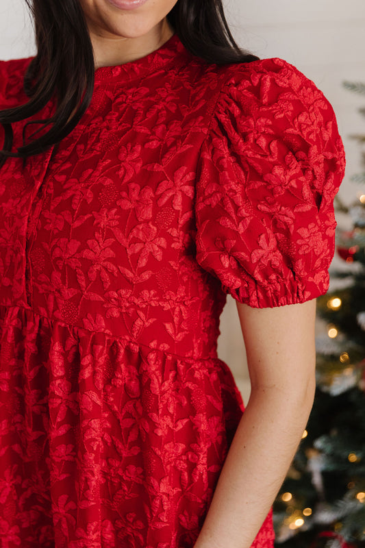 THE JOSIE PUFF SLEEVE MIDI IN RED