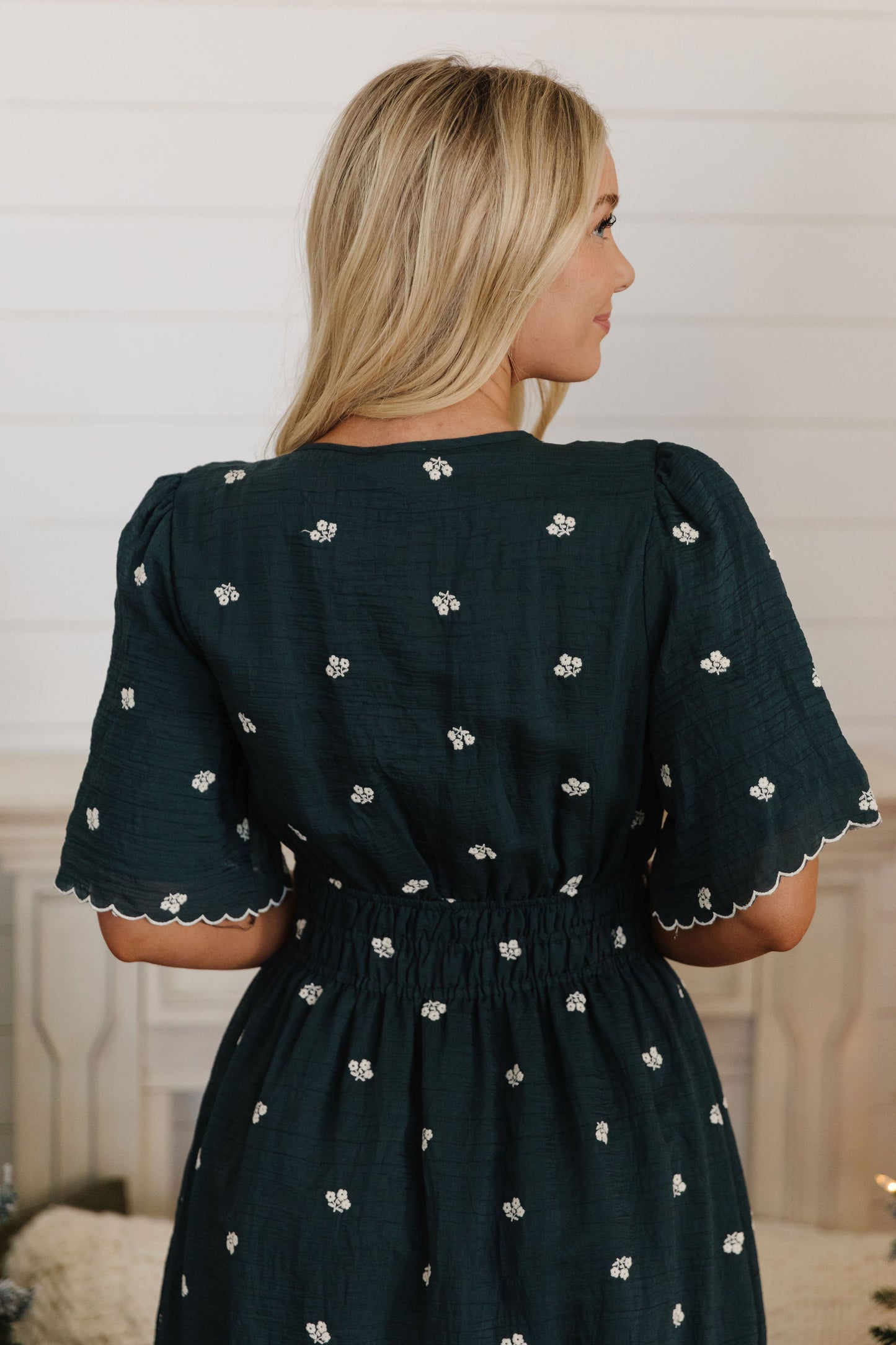 THE ESMERELDA EMBROIDERED DRESS IN TEAL