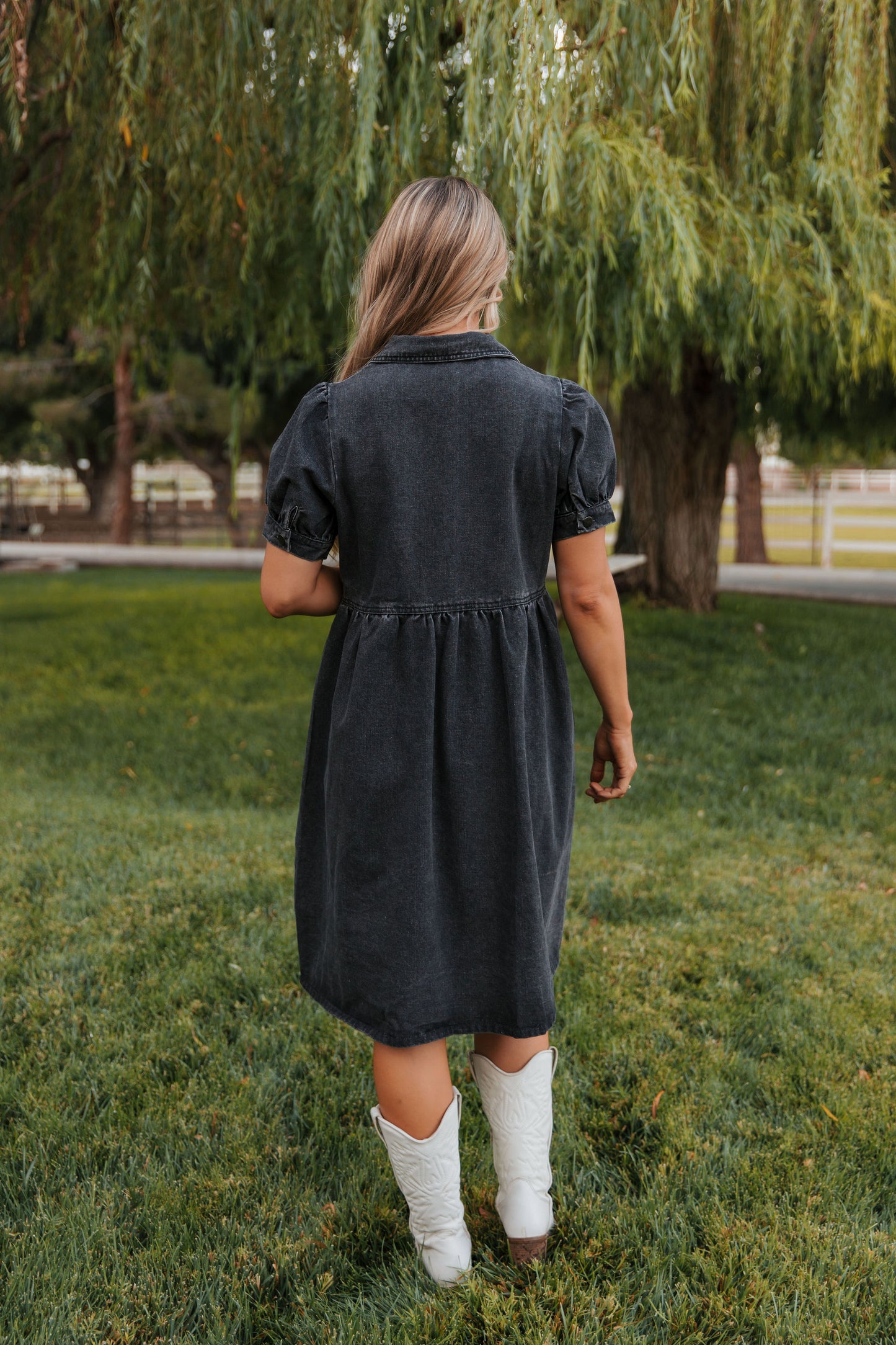 THE DAHRIA DENIM DRESS IN BLACK