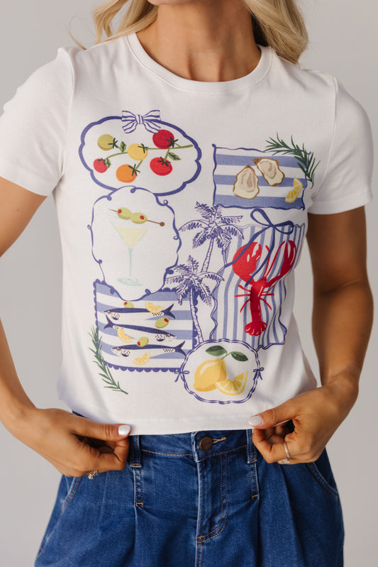 THE SANTORINI GRAPHIC BABY T-SHIRT IN WHITE