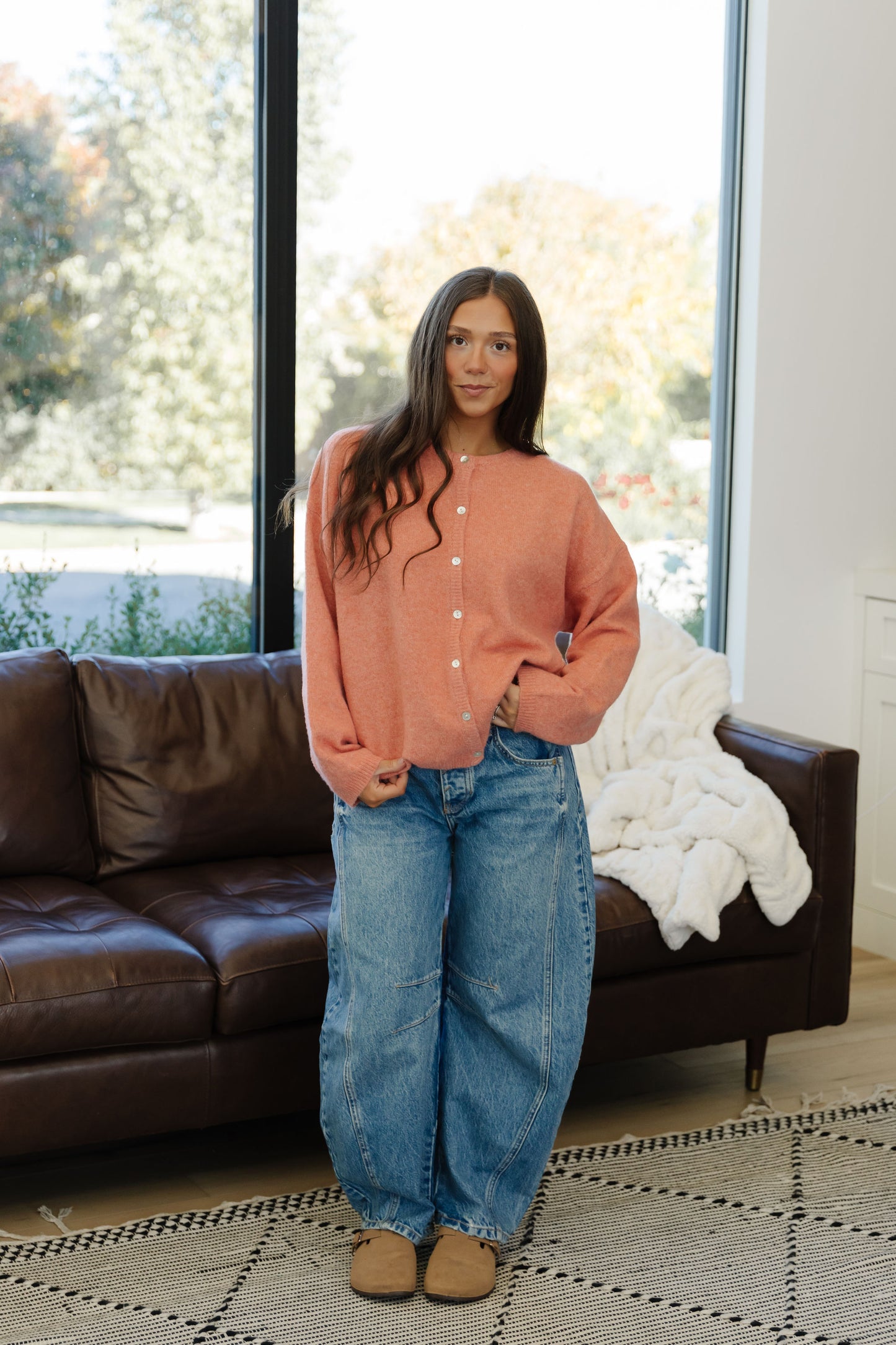 THE AURORA SWEATER CARDIGAN IN ORANGE