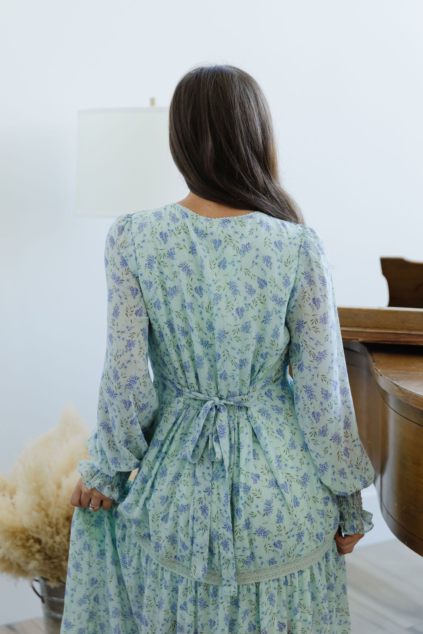 THE JOANNE LACE TRIM DRESS IN MINT