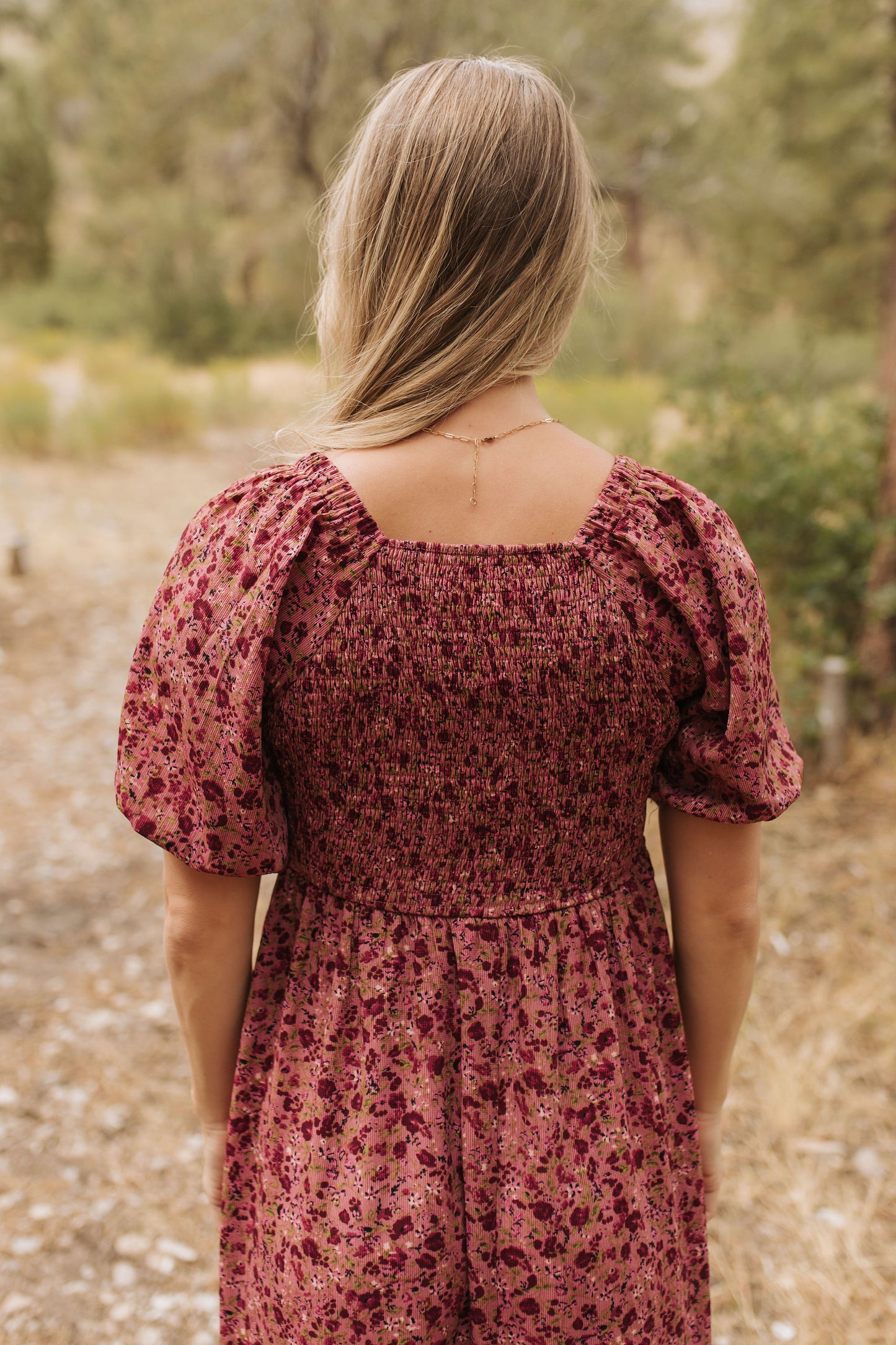 THE EMMY LOU DRESS IN BURGUNDY FLORAL BY PINK DESERT