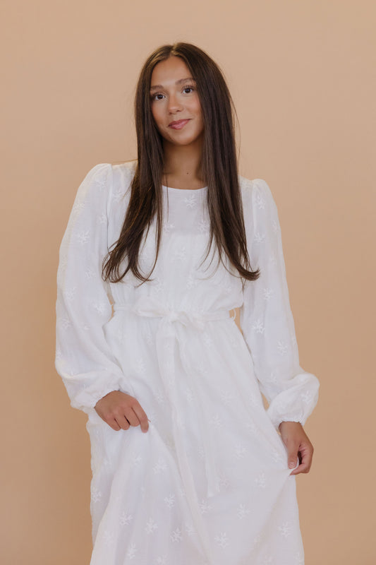 THE MYA TIE WAIST MAXI DRESS IN PURE WHITE