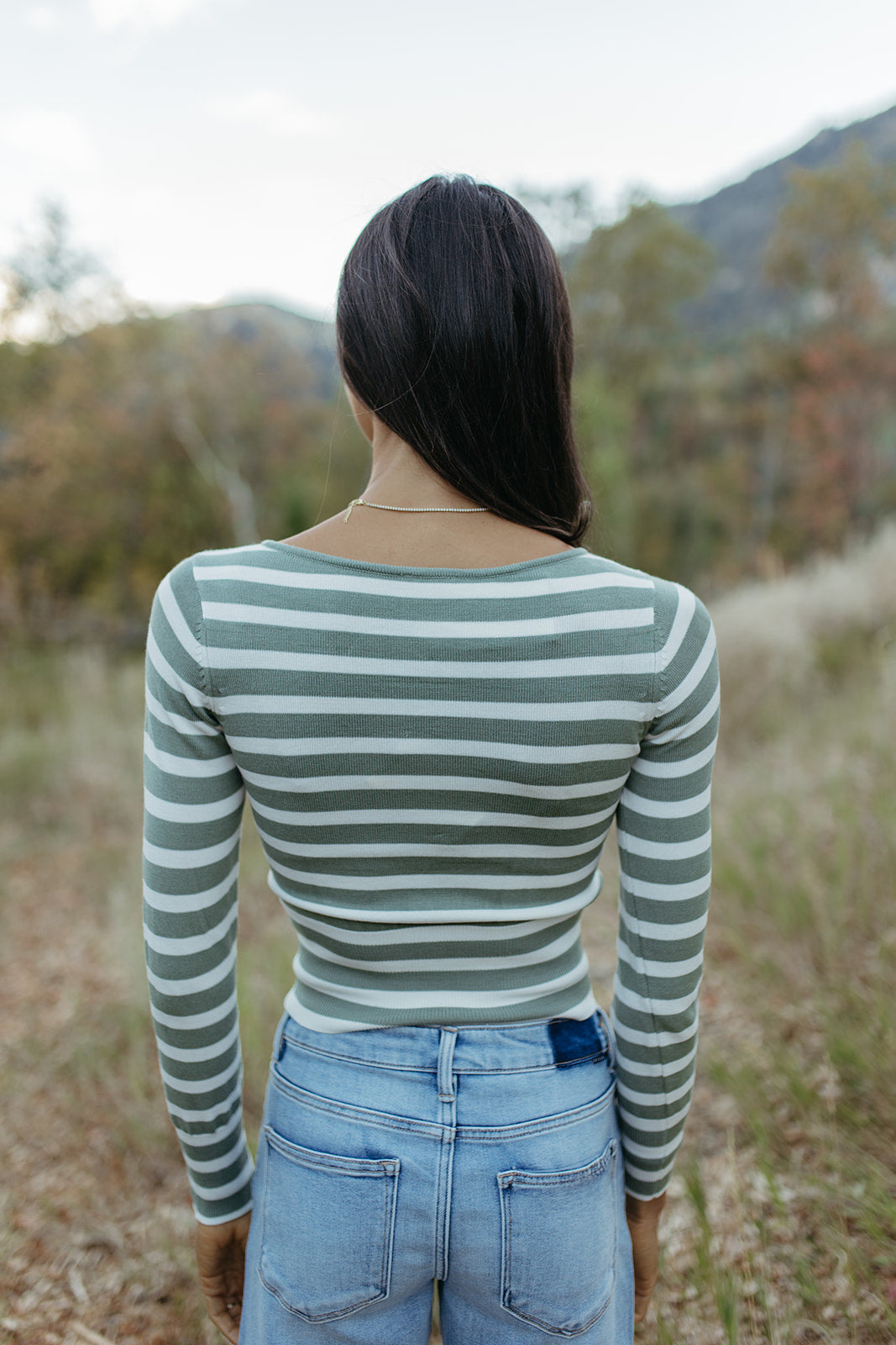 THE ADDISON STRIPED SWEATER IN OLIVE