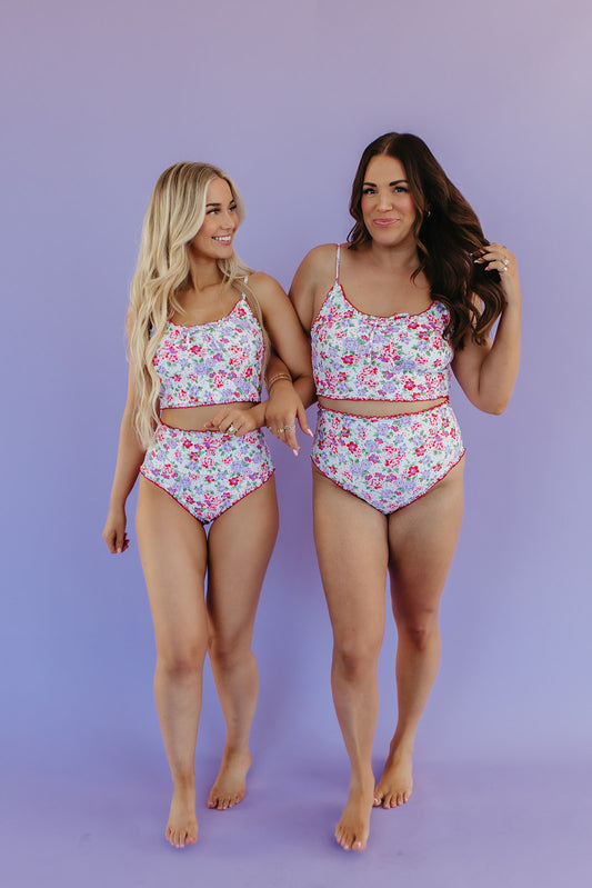 RUFFLE SWIM BOTTOM IN CORAL BLOSSOM BY PINK DESERT X SARAH TRIPP