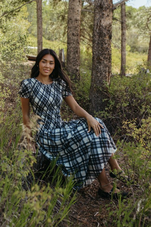 THE LEAH MAXI SMOCKED DRESS IN BLACK