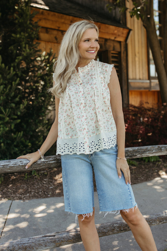 THE MONROE VICTORIAN RUFFLE NECK BLOUSE IN PINK/WHITE