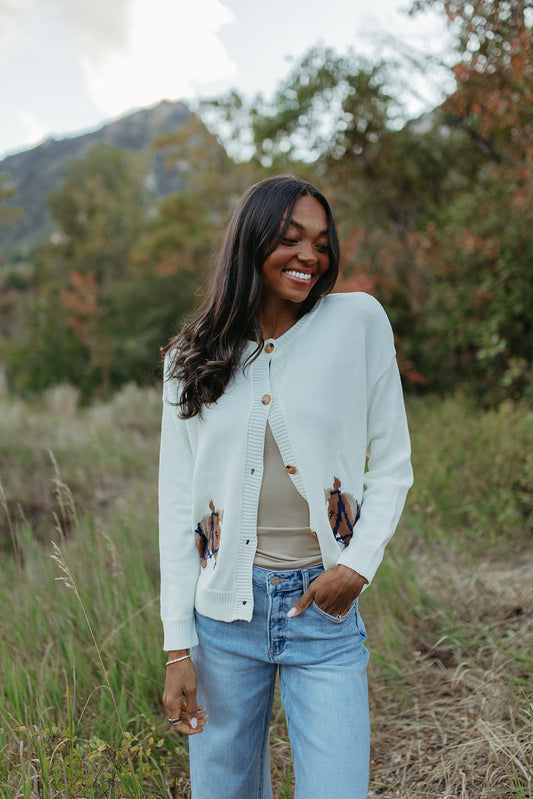 THE JESSIE COWGIRL CARDIGAN IN IVORY