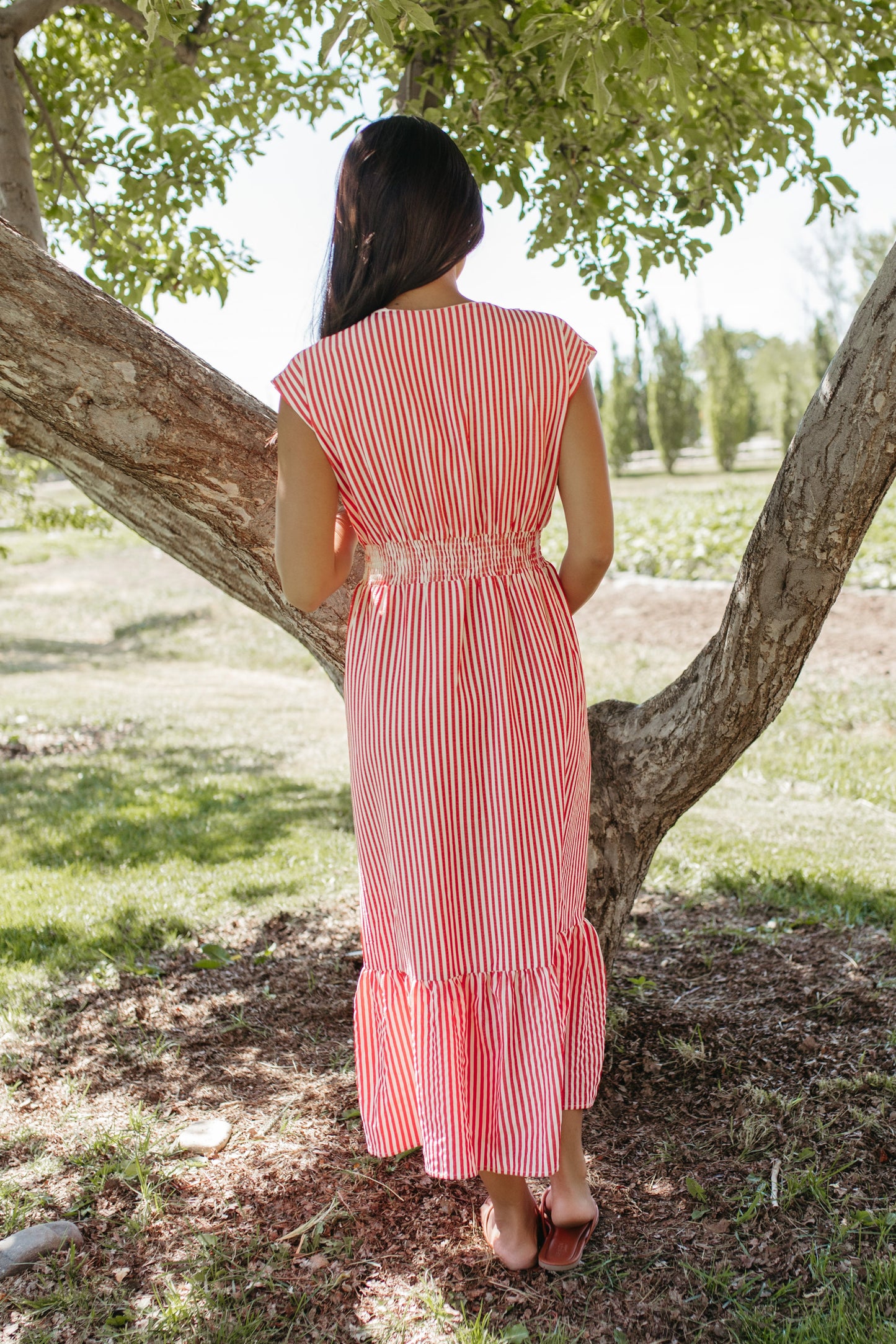THE BETTY STRIPED DRESS IN RED