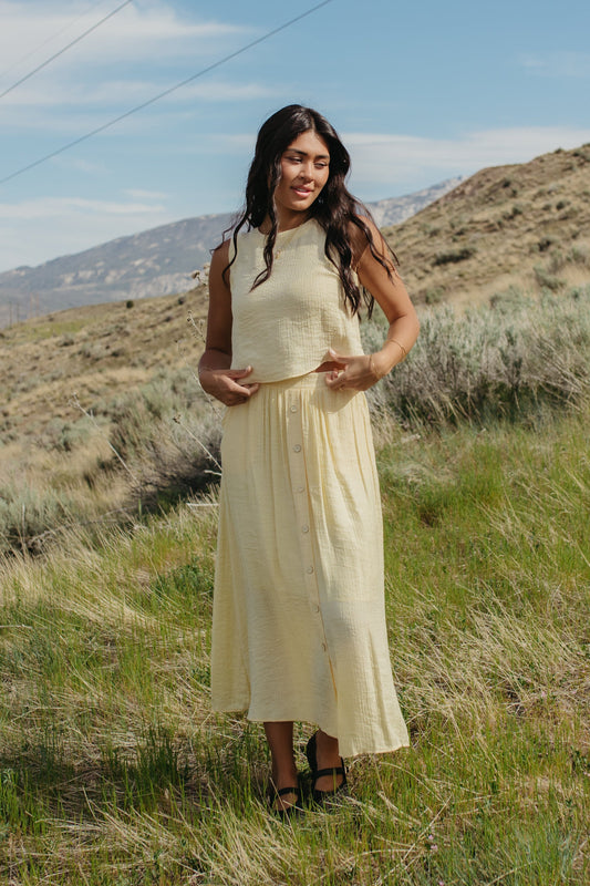THE HADLEY YELLOW LINEN TOP AND BOTTOM