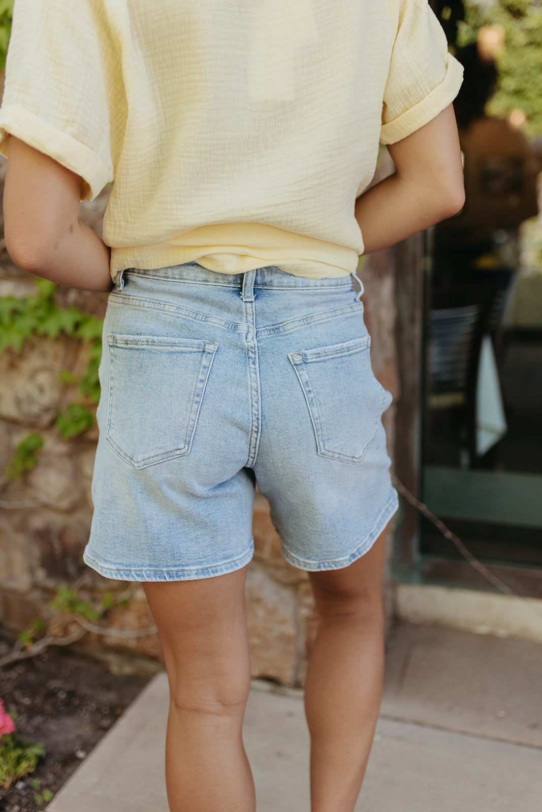 THE DENICE TIE SHORTS IN MEDIUM DENIM