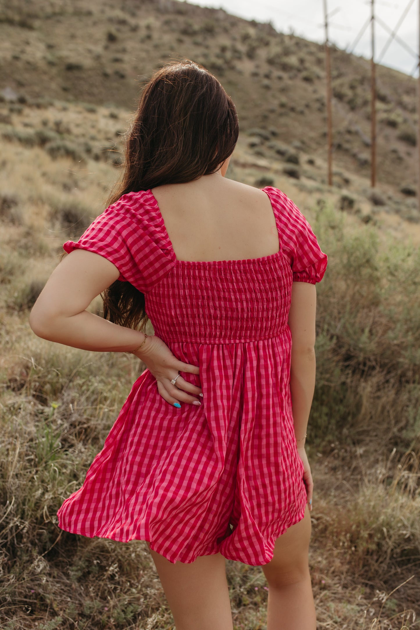 THE ELLE GINGHAM PUFF SLEEVE ROMPER