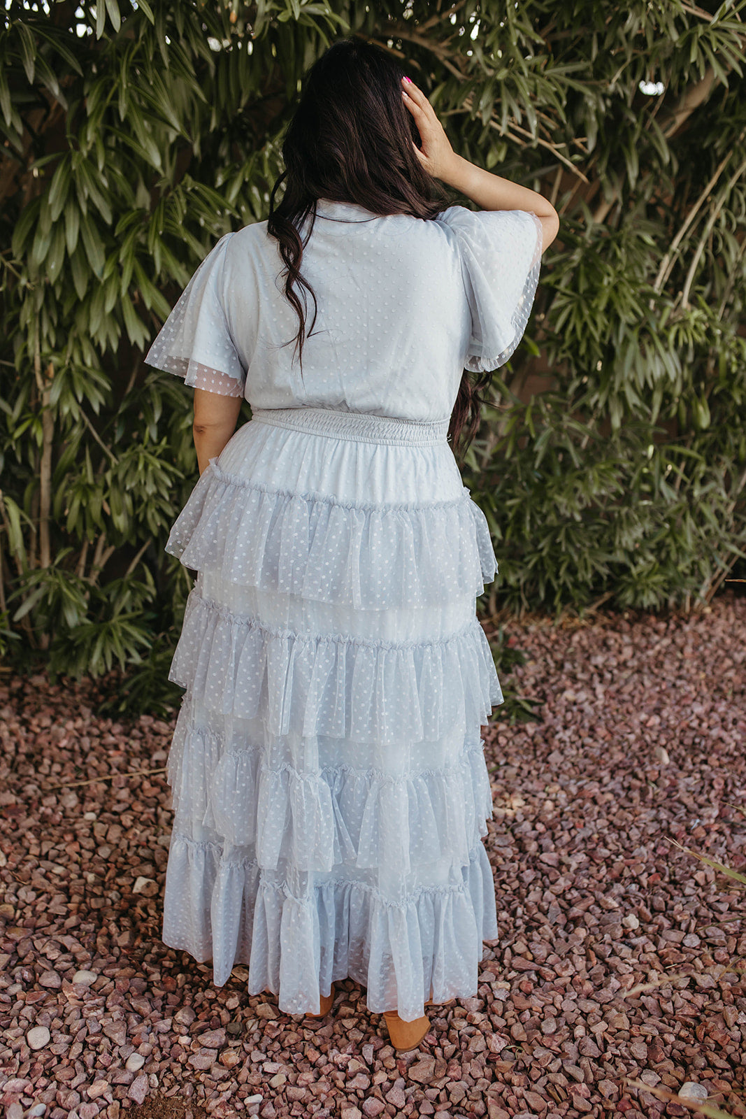 THE BRIELLE TIERED DRESS IN POWDER BLUE