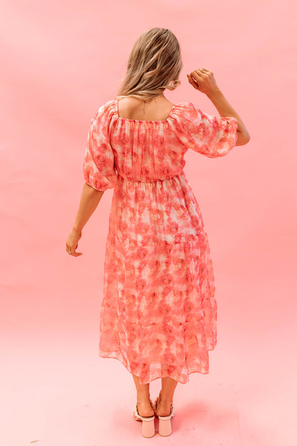 THE WATERCOLOR MIDI DRESS IN PINK