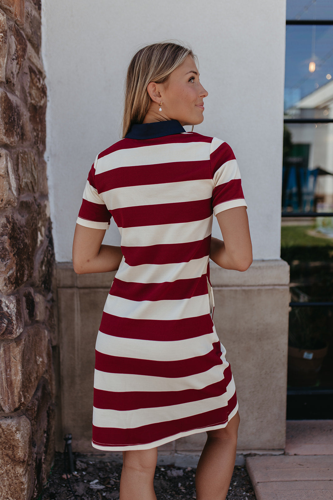 THE CADEE STRIPE MIDI DRESS IN RED