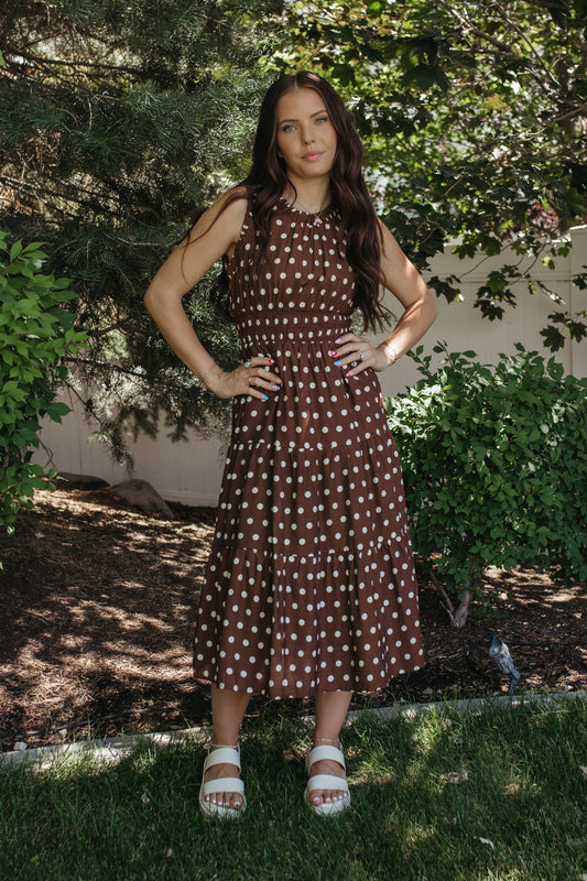 THE ERIN CHOCOLATE DOT DRESS