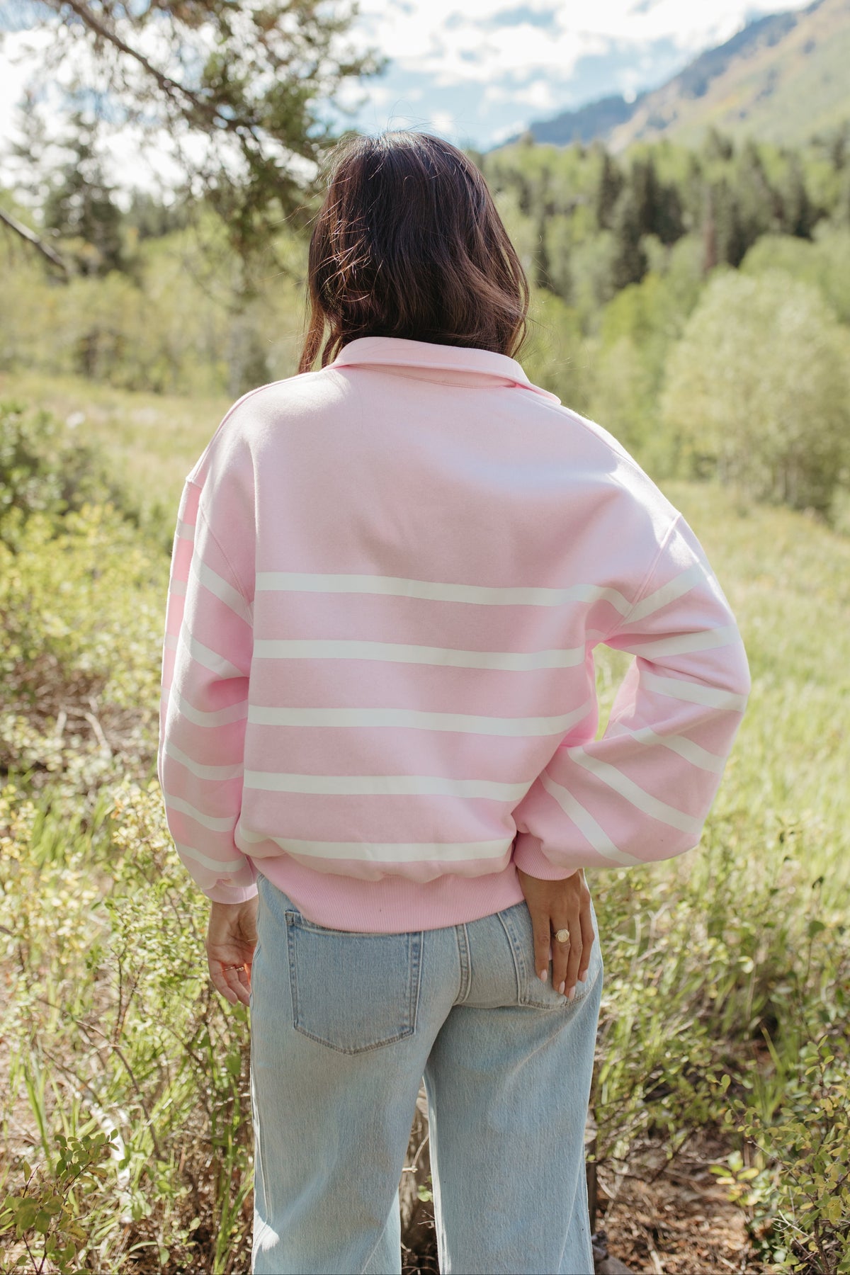 THE SAMARA STRIPE PULLOVER IN PINK