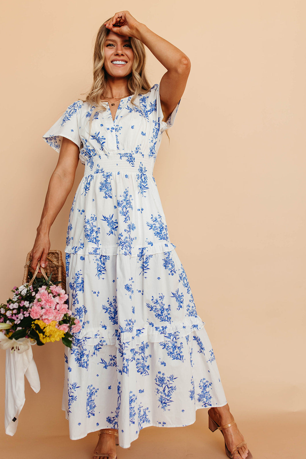 blue dress for baby girl Backless Cowl-Neck Long Chelsea Prom Gown Dusty Blue / Small main image 1