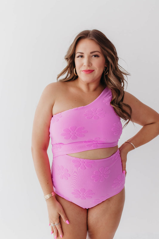 CUT OUT ONE PIECE IN FONDANT PINK TERRY FLORAL BY PINK DESERT