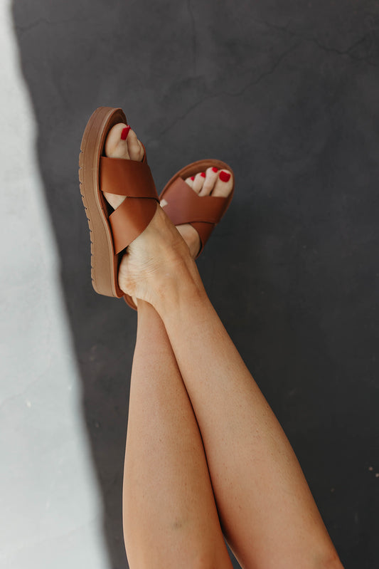 THE CROSS SANDALS IN TAN
