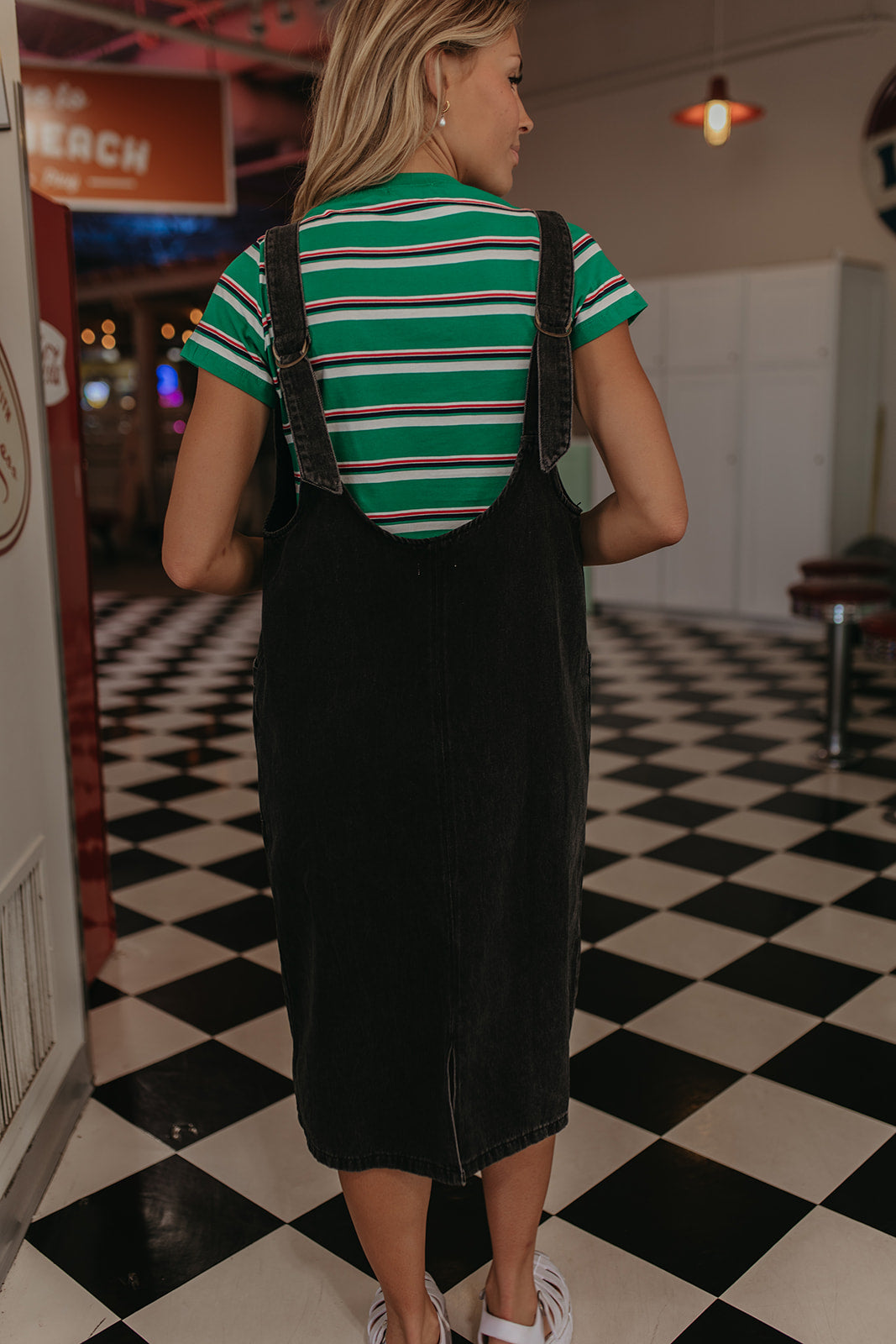 THE JUSTICE DENIM OVERALL DRESS IN BLACK DENIM